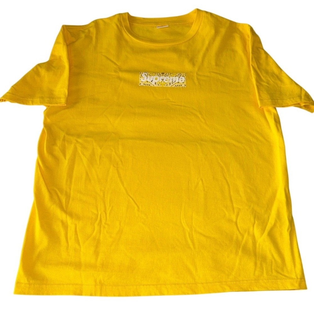 Supreme Bandana Box Logo Tee Yellow XL FW19 BOGO Authentic Streetwear T-Shirt